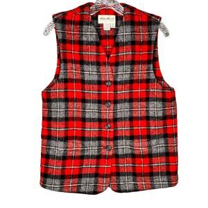 Vintage Eddie Bauer Vest Wool Red Plaid Lumberjack Women's M